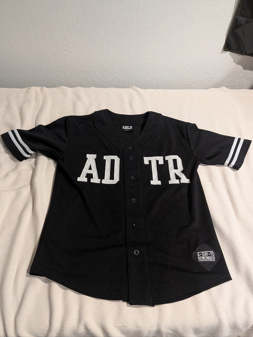 A Day To Remember Black Baseball Jersey with White Lettering